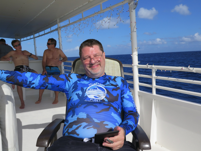 Cal Evans on the top deck of the Cayman Aggressor