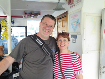 Cal and Kathy Evans as they board the Cayman Aggressor